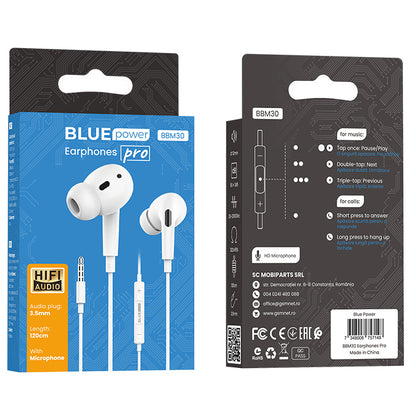 Mãos-livres 3,5 mm BLUE Power BBM30 Pro, Branco