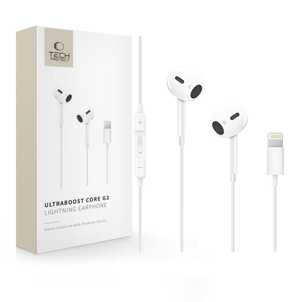 Handsfree Lightning Tech-Protect Ultraboost Core G2, Branco
