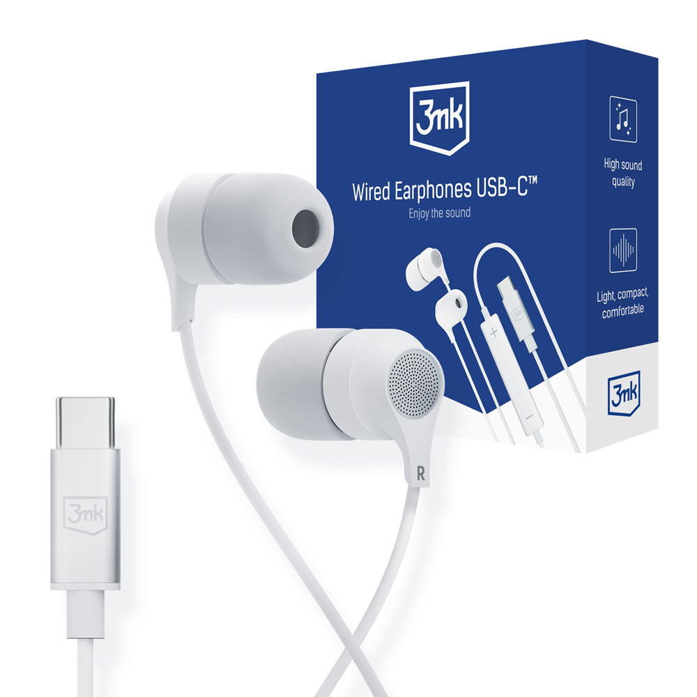 Handsfree USB-C 3MK, branco 