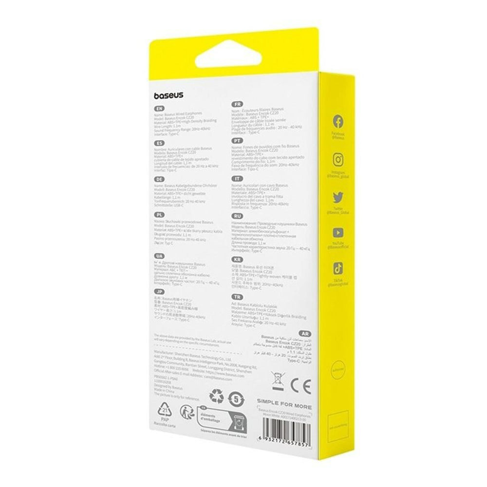 Handsfree USB-C Baseus Encok CZ20, Branco A00171400213-00