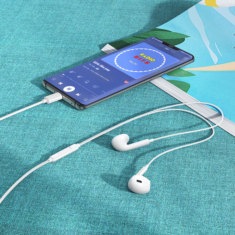 Auriculares USB-C Borofone BM100 Max Fuente, Branco