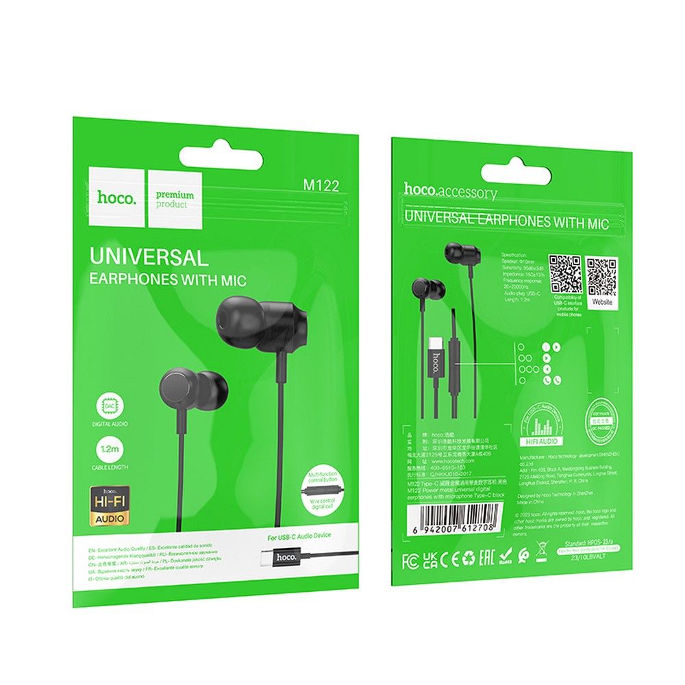 Handsfree USB-C HOCO M122, Black