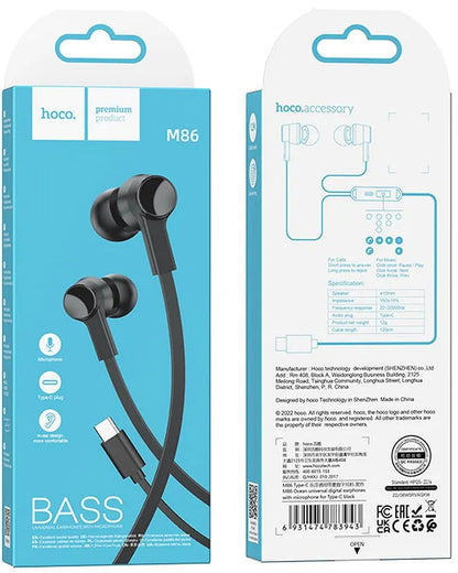 Handsfree USB-C HOCO M86, Preto