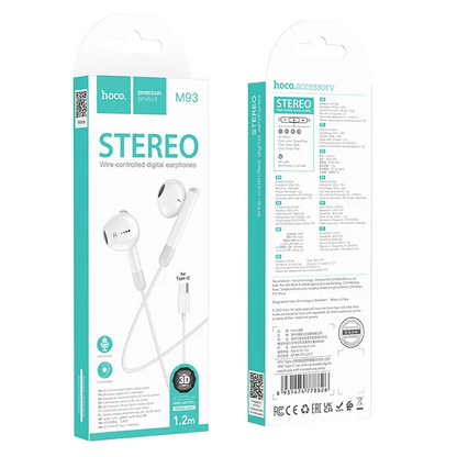 Mãos livres USB-C HOCO M93, Branco