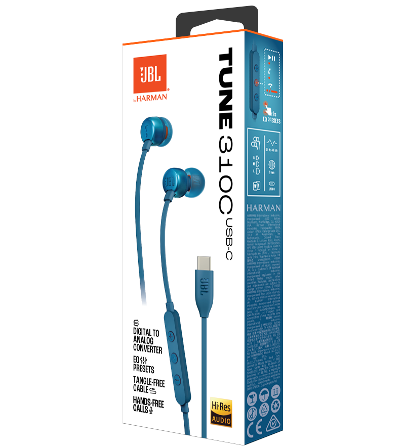 Handsfree USB-C JBL Tune 310C, Azul JBLT310CBLU