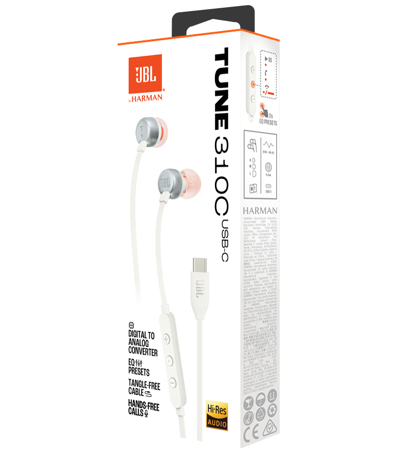 Handsfree USB-C JBL Tune 310C, Branco JBLT310CWHT