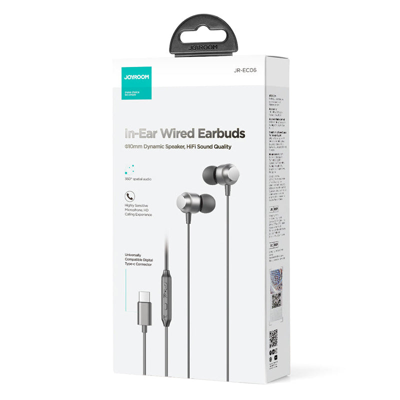 Handsfree USB-C Joyroom JR-EC06, Cinzento