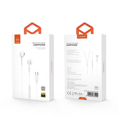 Handsfree USB-C McDodo HP-7500, 1.2m, Branco