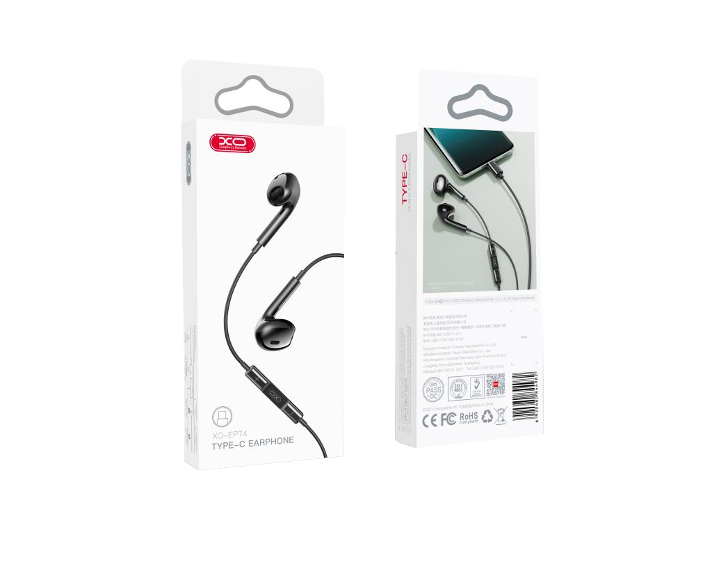 Auriculares USB-C XO Design EP74, Preto
