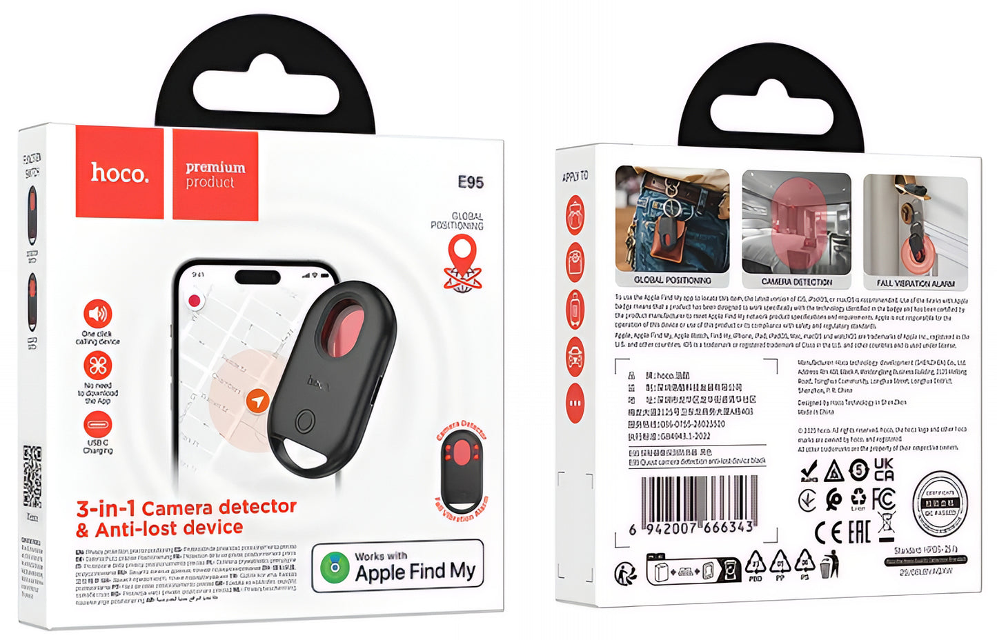 HOCO SmartTag E95 3in1 para iOS Series, Preto