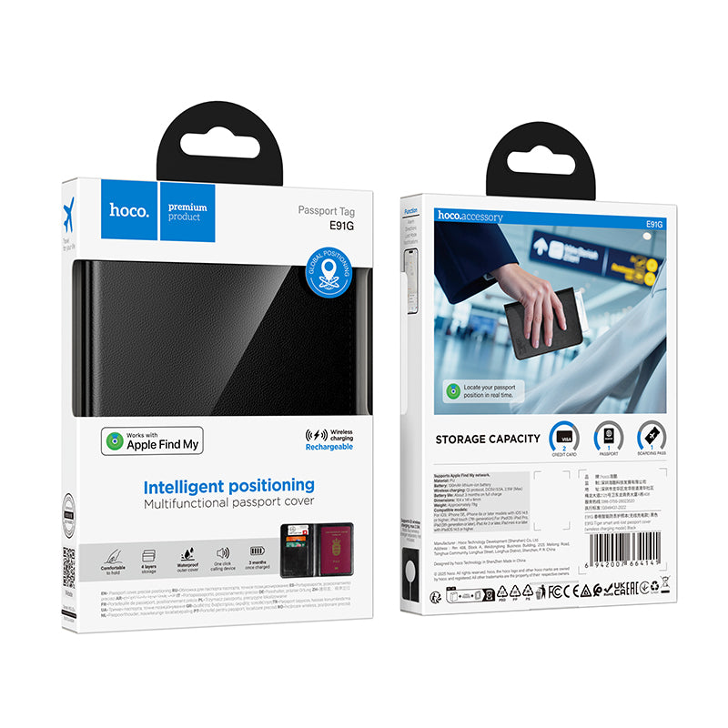 HOCO SmartTag Passport E91G para iOS Series, Preto