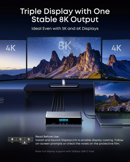 Hub Multifuncional Anker Prime, 3 x USB-A - 4 x USB-C - 1 x Display Port - 2 x HDMI - 1 x Jack 3.5mm - 1 x RJ45 - 1 x SD - 1 x microSD, Cinzento A83B33A1