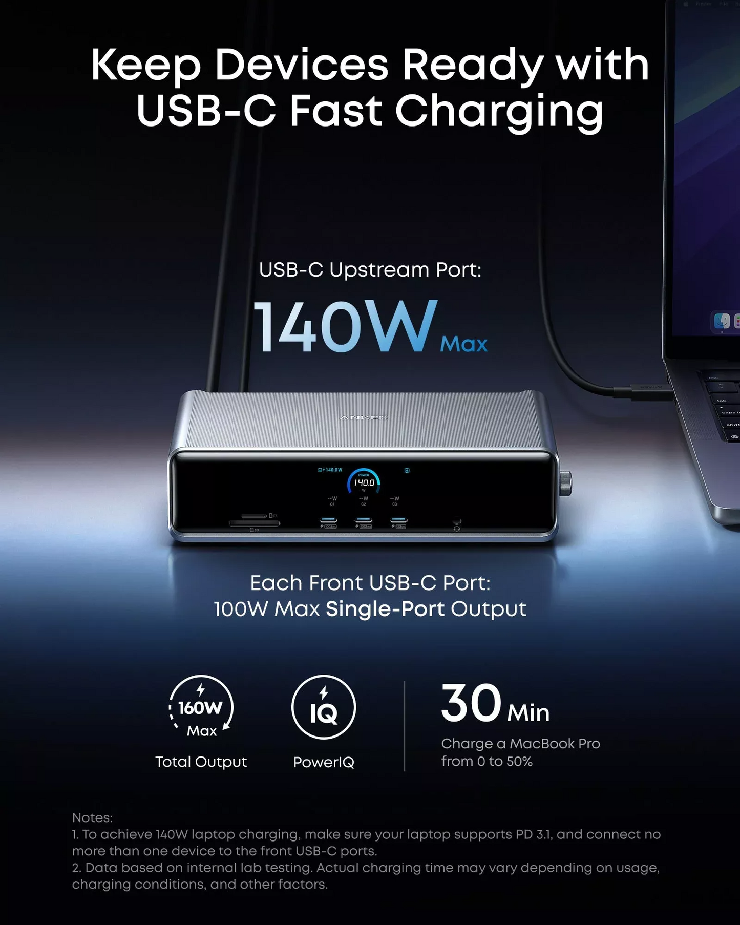 Hub Multifuncional Anker Prime, 3 x USB-A - 4 x USB-C - 1 x Display Port - 2 x HDMI - 1 x Jack 3.5mm - 1 x RJ45 - 1 x SD - 1 x microSD, Cinzento A83B33A1