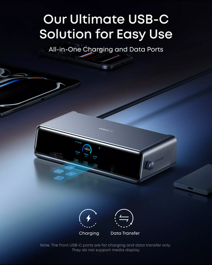 Hub Multifuncional Anker Prime, 3 x USB-A - 4 x USB-C - 1 x Display Port - 2 x HDMI - 1 x Jack 3.5mm - 1 x RJ45 - 1 x SD - 1 x microSD, Cinzento A83B33A1