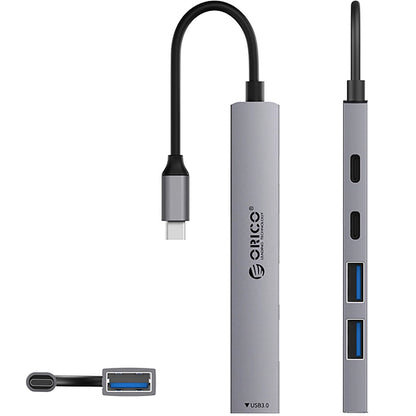 Hub USB-C Orico YSB4-U2, 1 x USB-A 3.0 - 2 x USB-A - 2 x USB-C, Cinzento