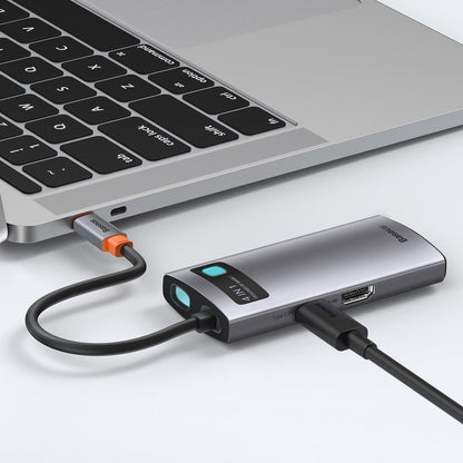 Concentrador USB-C Baseus Metal Gleam, 2 x USB-A - 1 x USB-C - 1 x HDMI, cinzento CAHUB-CY0G