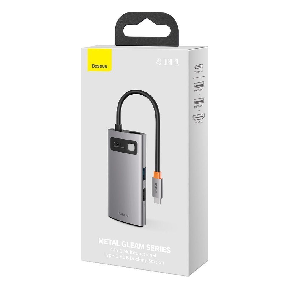 Concentrador USB-C Baseus Metal Gleam, 2 x USB-A - 1 x USB-C - 1 x HDMI, cinzento CAHUB-CY0G