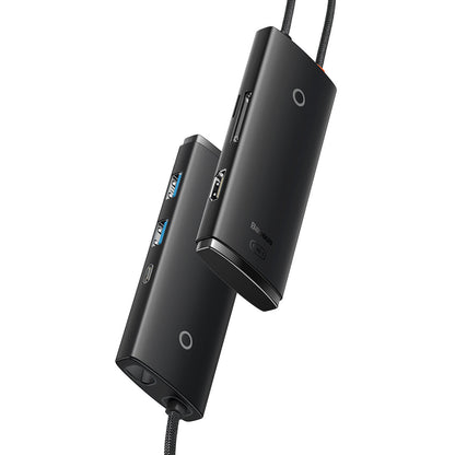 Hub USB-C Baseus, 2 x USB-A 3.0 - 1 x USB-C - 1 x HDMI - 1 x SD - 1 x microSD, Preto WKQX050001