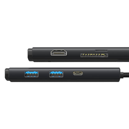 Hub USB-C Baseus, 2 x USB-A 3.0 - 1 x USB-C - 1 x HDMI - 1 x SD - 1 x microSD, Preto WKQX050001