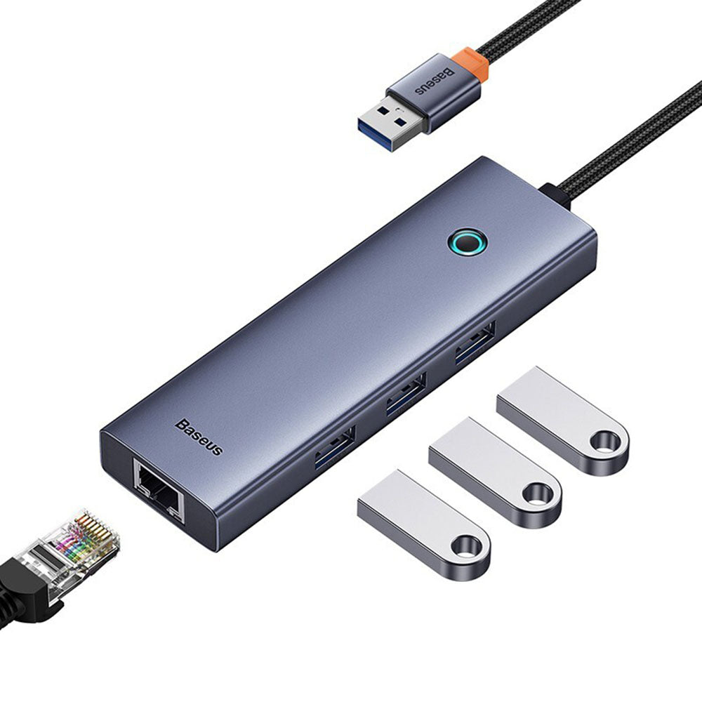 Hub USB Baseus UltraJoy, 3 x USB-A 3.0 - 1 x RJ45, Cinzento B0005280A813-01