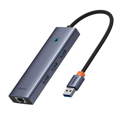 Hub USB Baseus UltraJoy, 3 x USB-A 3.0 - 1 x RJ45, Cinzento B0005280A813-01