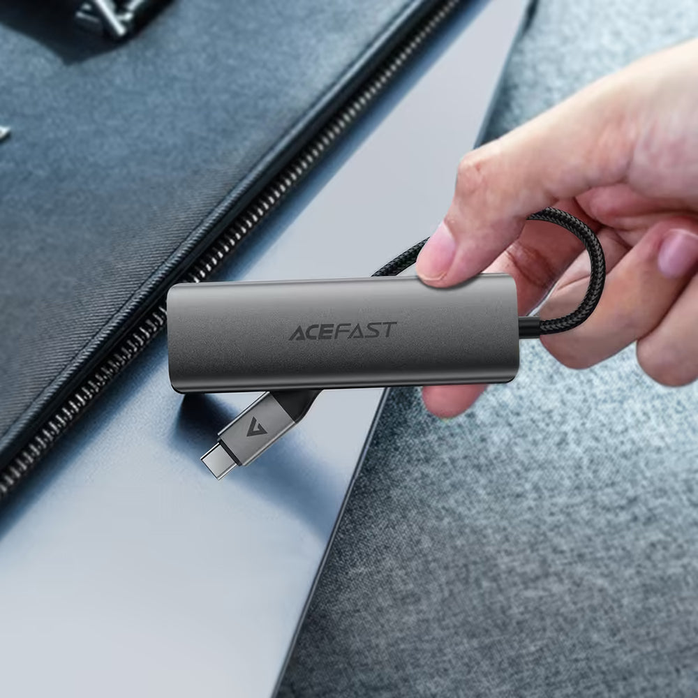 Hub USB-C Acefast J15, 4 em 1, Cinzento