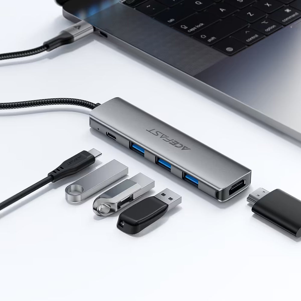Hub USB-C Acefast J16, 5 em 1, Cinzento