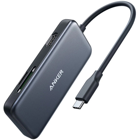 Hub USB-C Anker, 2 x USB-A 3.0 - 1 x HDMI - 1 x SD - 1 x microSD, Preto A8334HA1