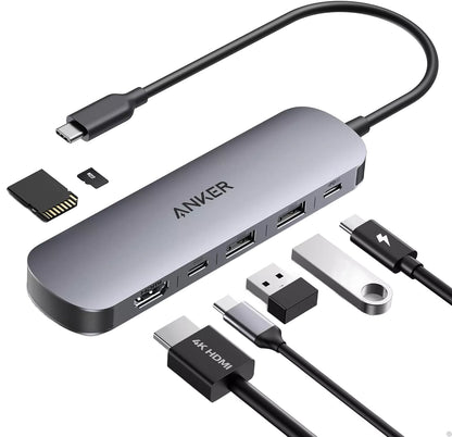 Hub USB-C Anker, 2 x USB-A 3.0 - 2 x USB-C - 1 x HDMI - 1 x SD - 1 x microSD, Cinzento A83D2HA1