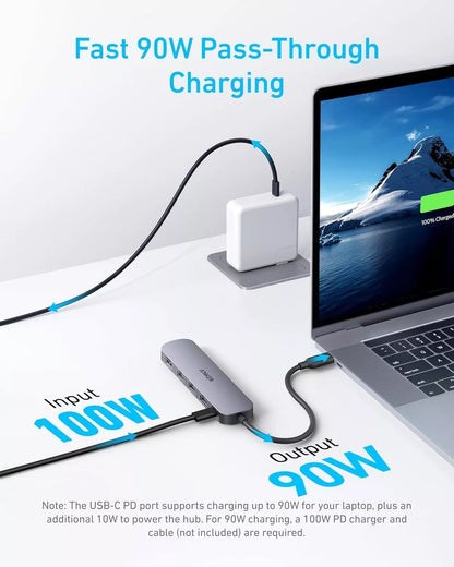 Hub USB-C Anker, 2 x USB-A - 1 x USB-A 3.0 - 1 x USB-C - 1 x HDMI, Cinzento A8357HA0