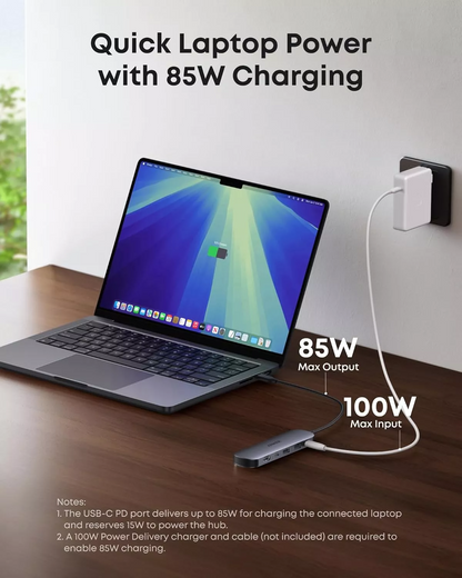 Hub USB-C Anker, 2 x USB-A 3.0 - 2 x USB-C - 1 x HDMI - 1 x SD - 1 x microSD, Cinzento A83D2HA1
