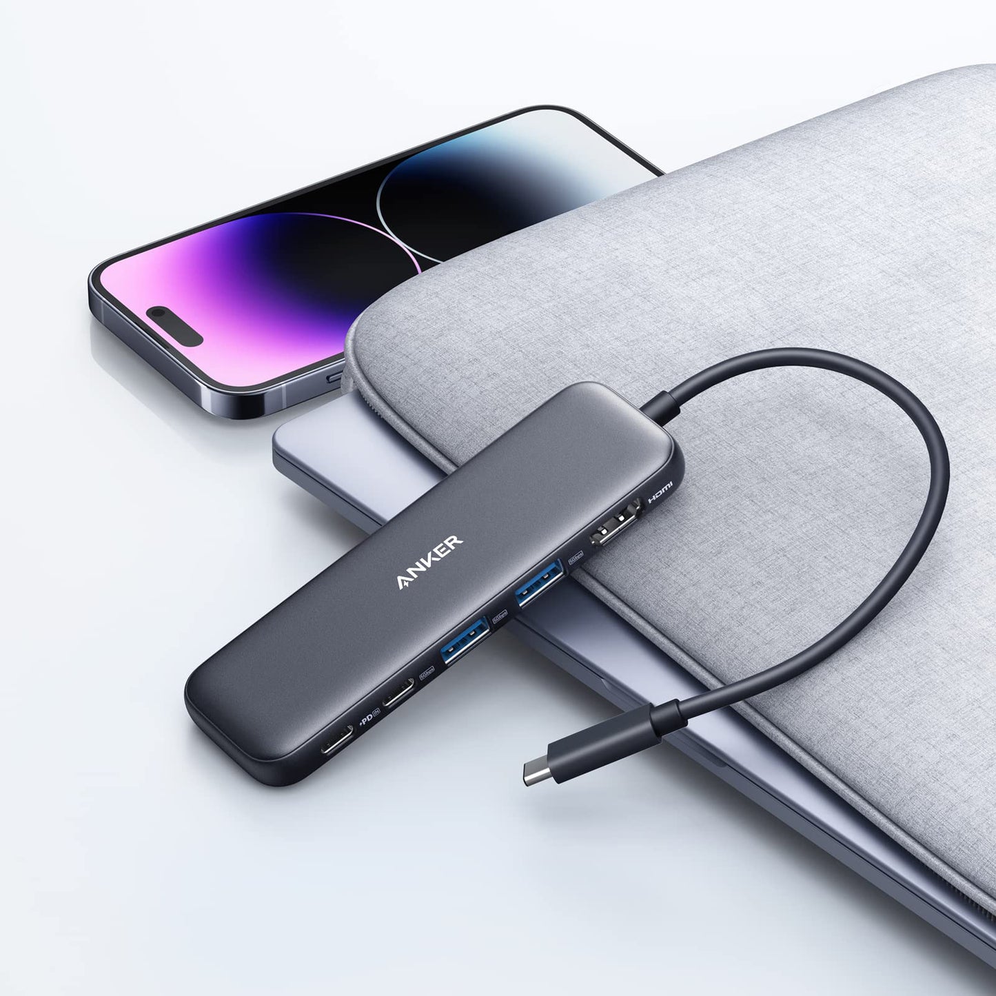 Hub USB-C Anker 332, 2 x USB-A - 2 x USB-C - 1 x HDMI, Cinzento A8355H11