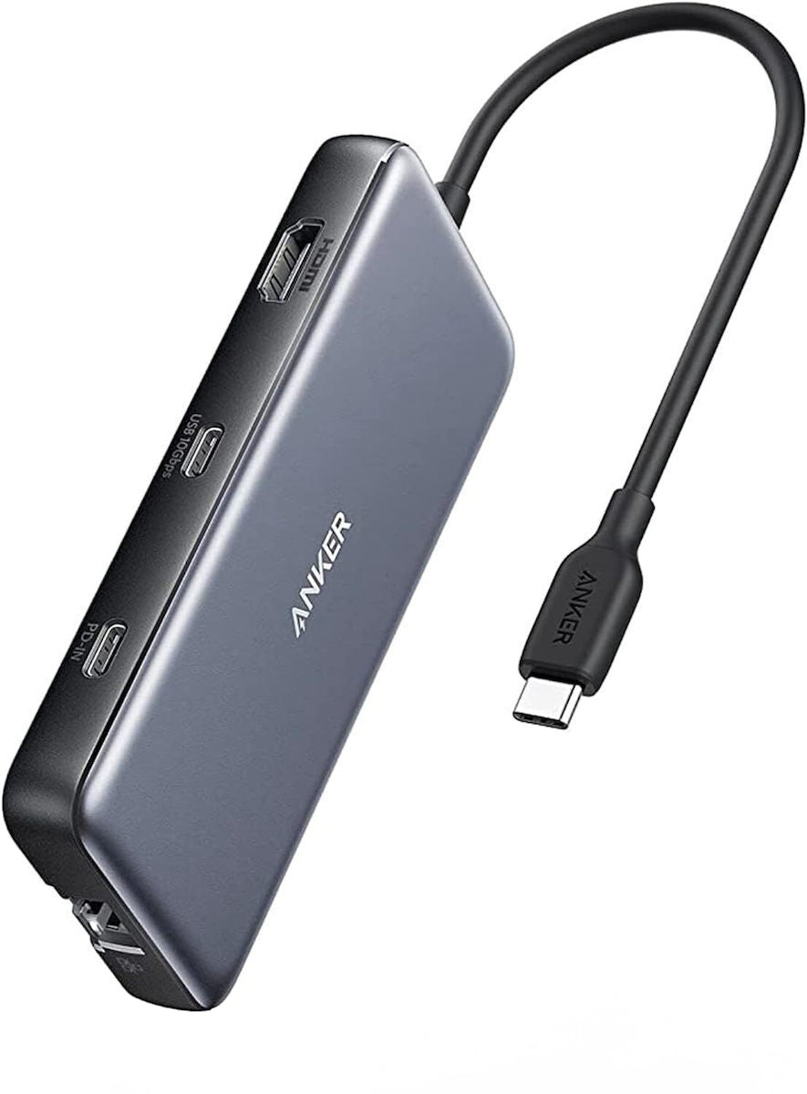 Hub USB-C Anker 555, 2 x USB-A 3.2 - 2 x USB-C - 1 x HDMI - 1 x RJ45 - 1 x SD - 1 x microSD, Cinzento A83830A2
