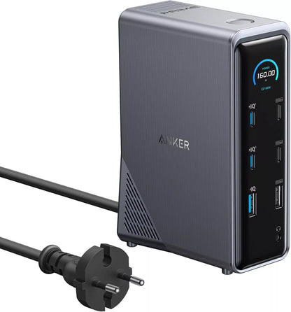 Hub USB-C Anker Prime 737, 2 x USB-A 3.0 - 3 x USB-A - 5 x USB-C - 2 x HDMI - 1 x Jack 3.5mm - 1 x RJ45, Preto A83B63A1