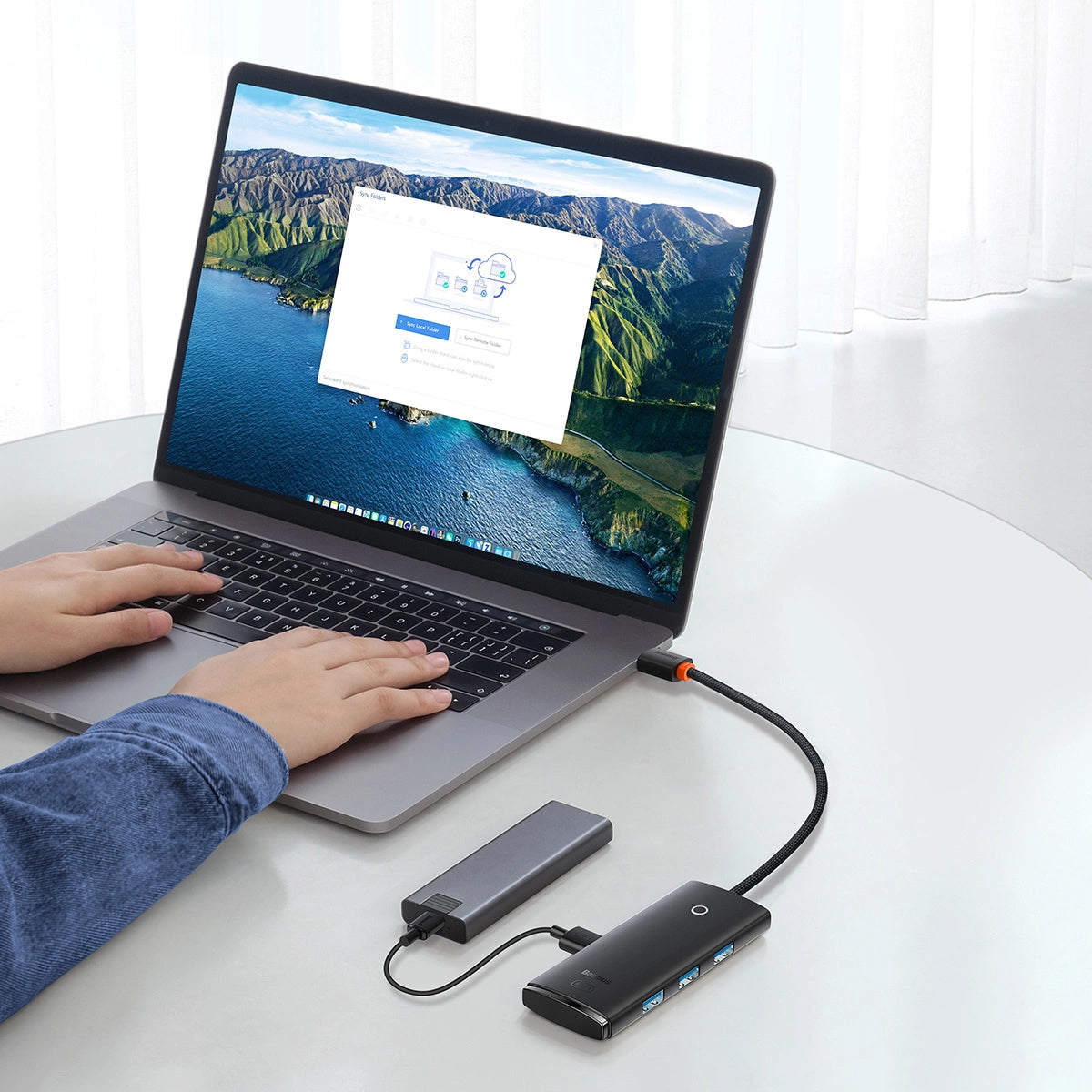 Baseus Lite Hub USB-C, 4 x USB-A 3.0 - 1 x USB-C, 0.25m, Preto WKQXX030301 