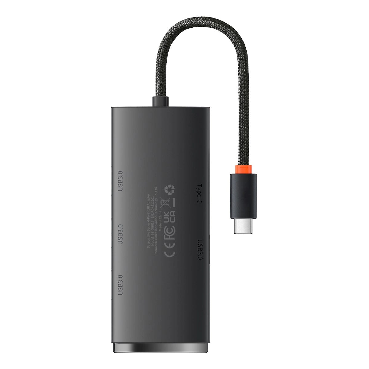 Baseus Lite Hub USB-C, 4 x USB-A 3.0 - 1 x USB-C, 0.25m, Preto WKQXX030301 