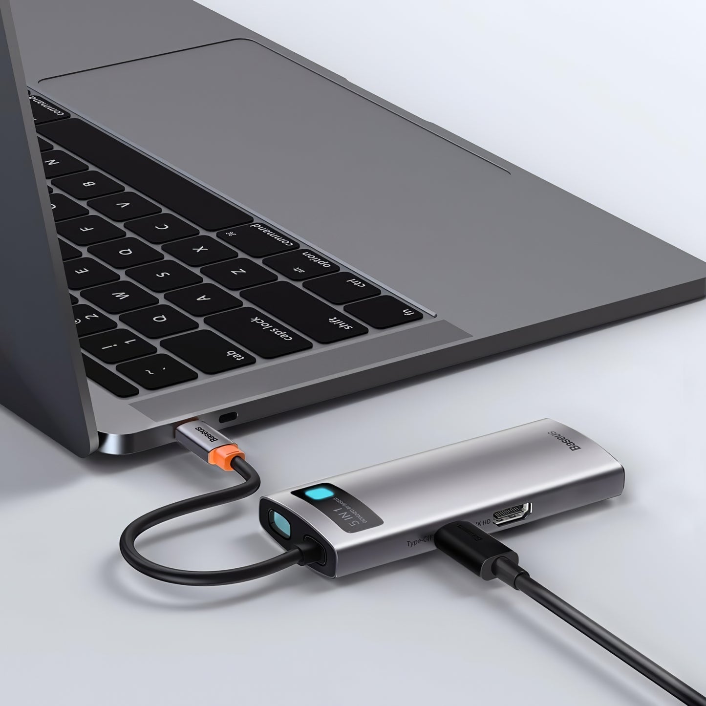 Concentrador USB-C Baseus Metal Gleam, 3 x USB-A - 1 x USB-C - 1 x HDMI, cinzento WKWG020013 