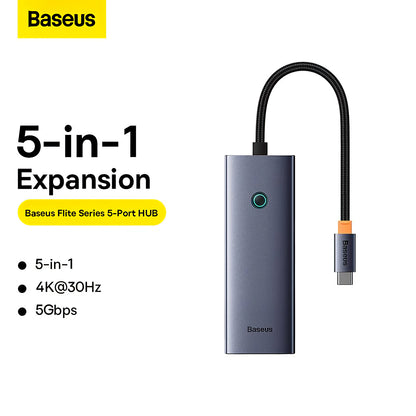 Baseus UltraJoy USB-C Hub, 4 x USB-A 3.0 - 1 x HDMI, Cinzento B00052809813-00 