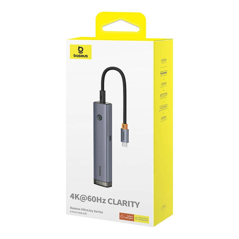 Baseus UltraJoy USB-C Hub, 2 x USB-A 3.0 - 1 x USB-A - 2 x USB-C - 1 x HDMI, Gray B00052802811-02