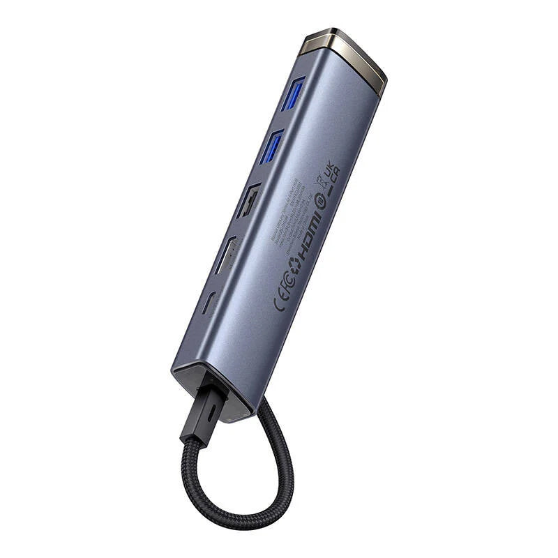 Baseus UltraJoy USB-C Hub, 2 x USB-A 3.0 - 1 x USB-A - 2 x USB-C - 1 x HDMI, Gray B00052802811-02