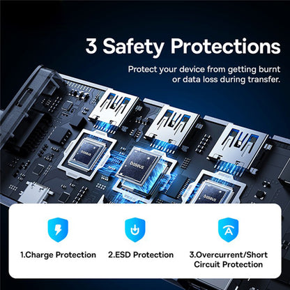 Hub USB-C Baseus UltraJoy, 4 x USB-A 3.0 - 1 x USB-C - 1 x HDMI - 1 x VGA, Cinzento B00052803811-01