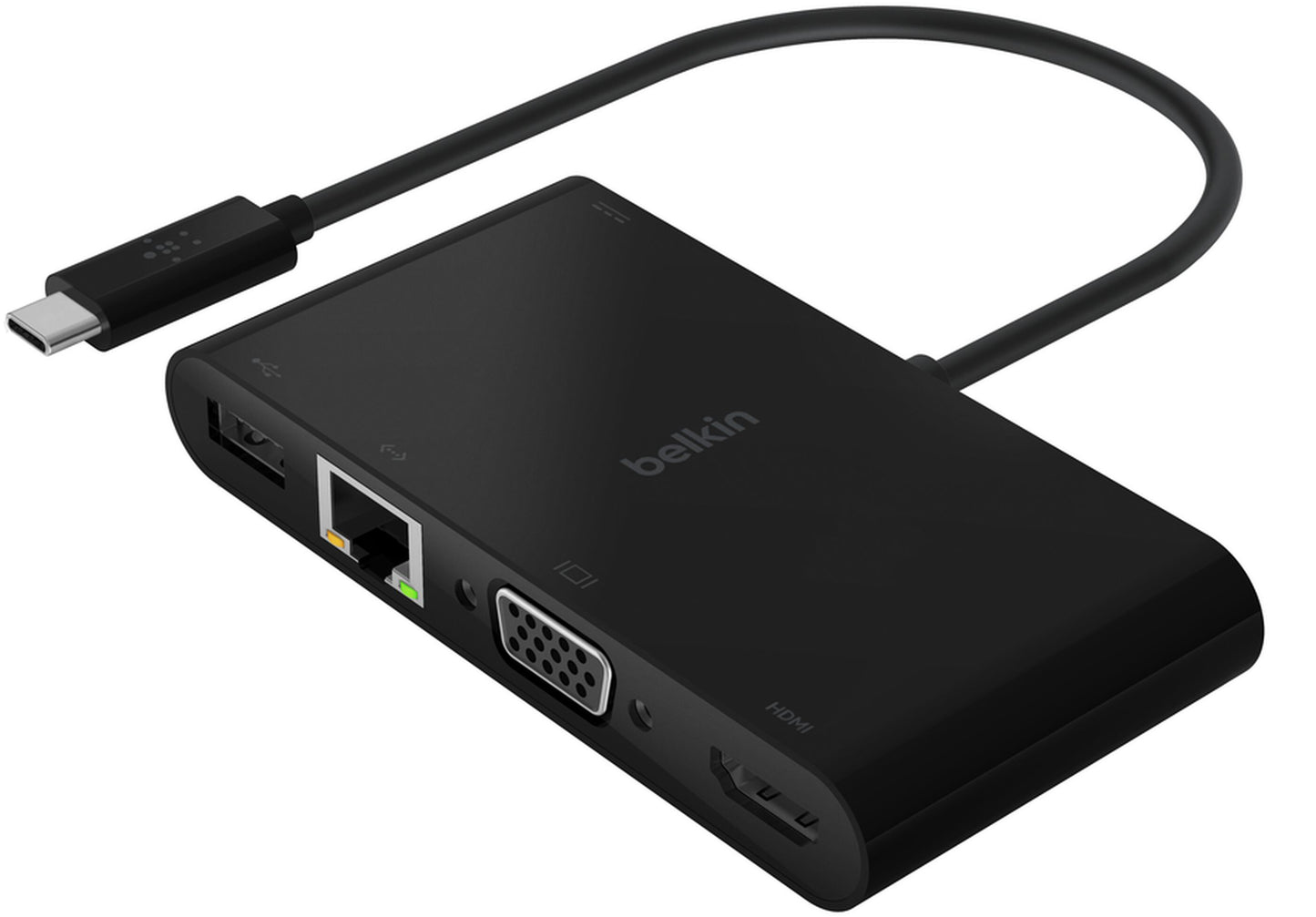 Hub USB-C Belkin Connect, 1 x USB-A 3.0 - 1 x USB-C - 1 x HDMI - 1 x VGA - 1 x RJ45, Preto AVC004btBK