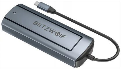 Hub USB-C BlitzWolf BW-Neo TH13, 3 x USB-A 3.0 - 1 x USB-C - 1 x Display Port - 1 x Interface SSD, Cinzento