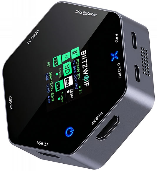 Hub USB-C BlitzWolf BW-TH16, 8em1, Cinzento