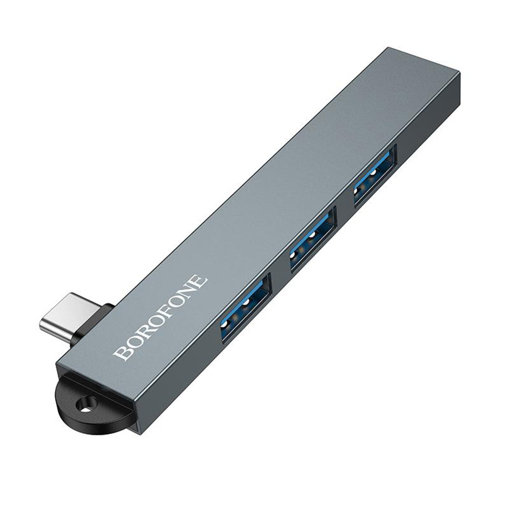 Hub USB-C Borofone FH1A, 4 em 1, Cinzento