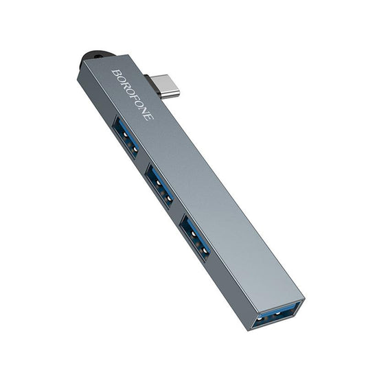 Hub USB-C Borofone FH1A, 4 em 1, Cinzento