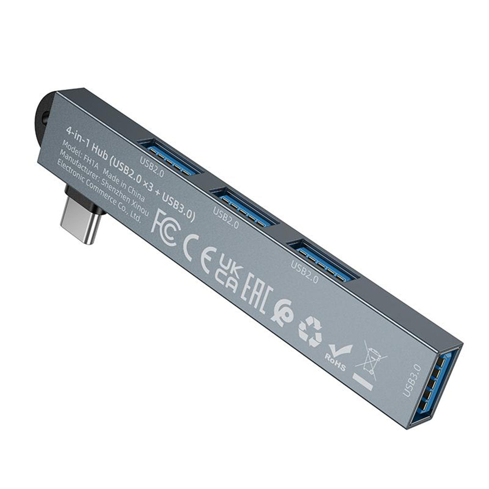 Hub USB-C Borofone FH1A, 4 em 1, Cinzento