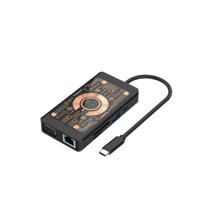Hub USB-C com Carregamento Wireless QI Qualo QTPB5-HUB-18, 9 em 1, Cinzento