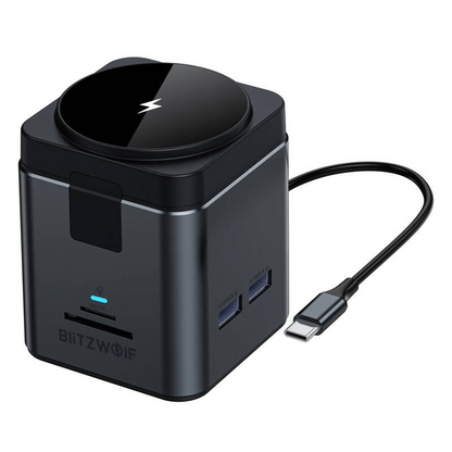Hub USB-C com Carregamento Sem Fios QI BlitzWolf BW-TH17, 9 em 1, Preto