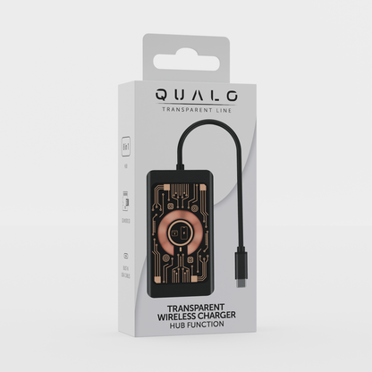 Hub USB-C com Carregamento Wireless QI Qualo QTPB5-HUB-18, 9 em 1, Cinzento